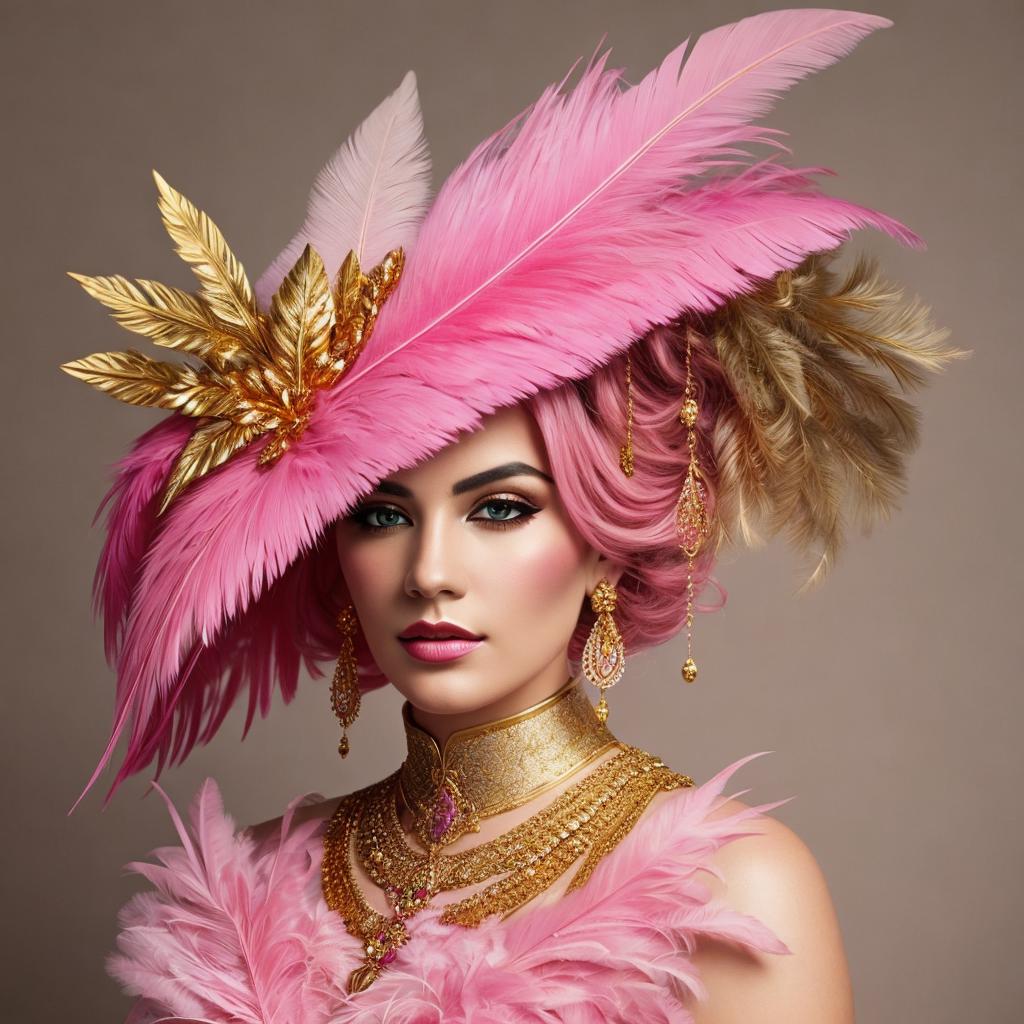 Pink feathers with gold by @ai_generated