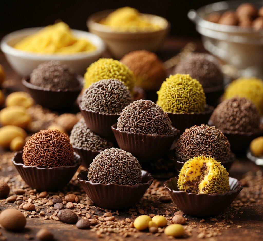 Chocolate truffles with pistachios and cocoa powder, selective focus Free Photo