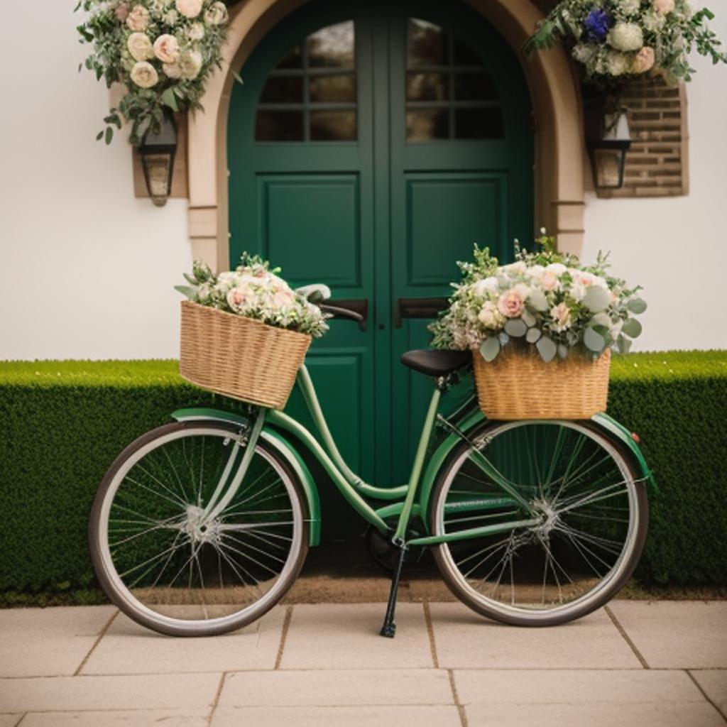 Green ladies bicycle with by @ai_generated