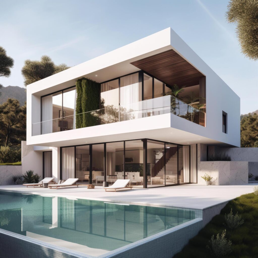 Modern villa. Real estate. Illustration Stock Free