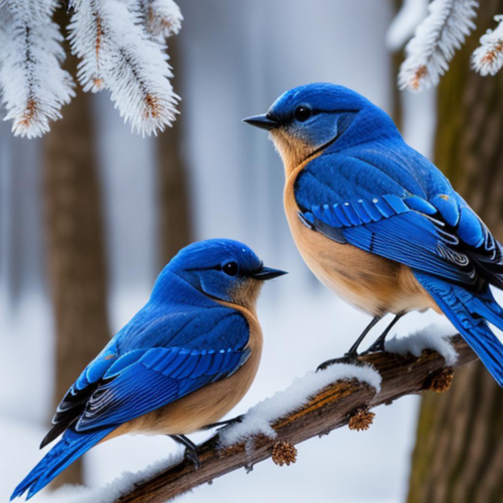 Bluebirds sitting on a by @ai_generated