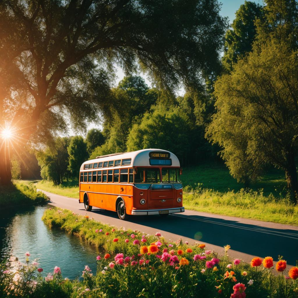 Retro Bus im Sommer, by @ai_generated