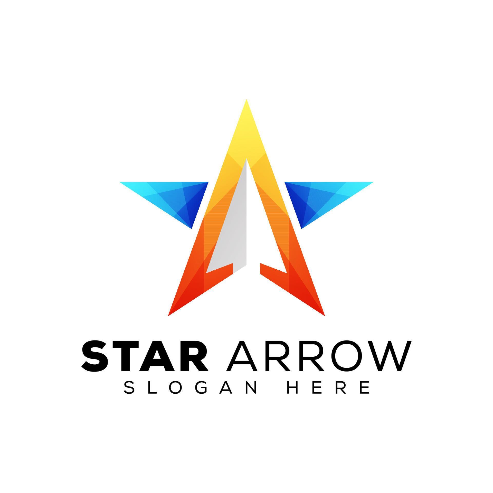 vector Logo of star form upward arrows, star trendy logo, creative shape letter A, concept direction sign symbol Stock Free