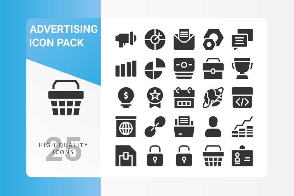 Advertising icon pack for your web site design, logo, app, UI Stock Free