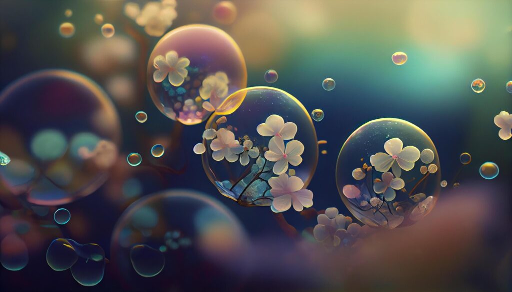 Natural abstract shapes in multi colored backdrop underwater generated by AI Stock Free