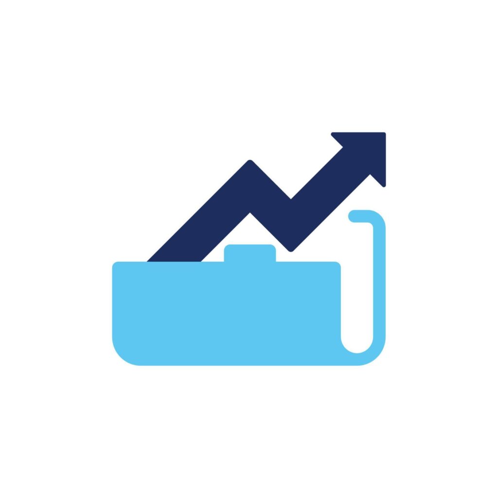 vector icon concept of increase arrow chart and folder. Can be used for technology, education, office, company, business. Can be for web, website, poster, apps Stock Free