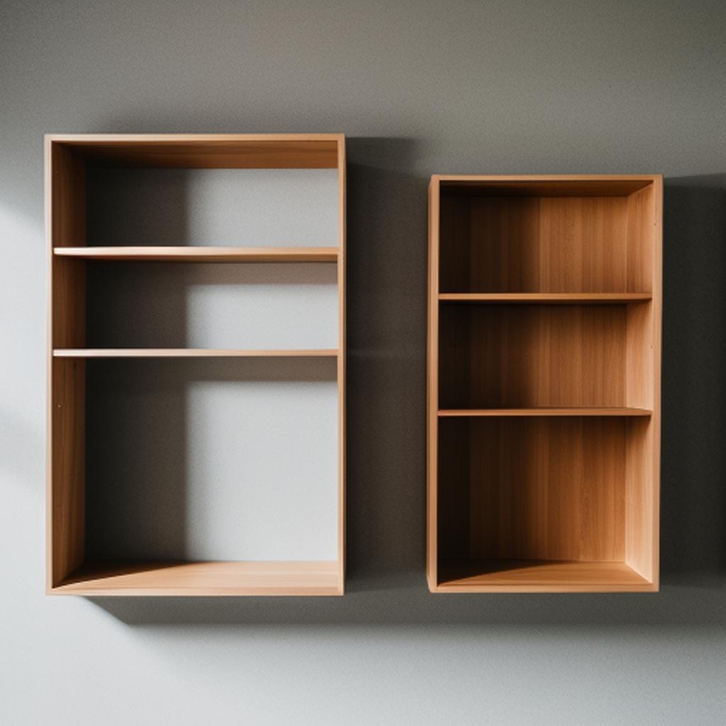 Two wooden shelves attached by @ai_generated