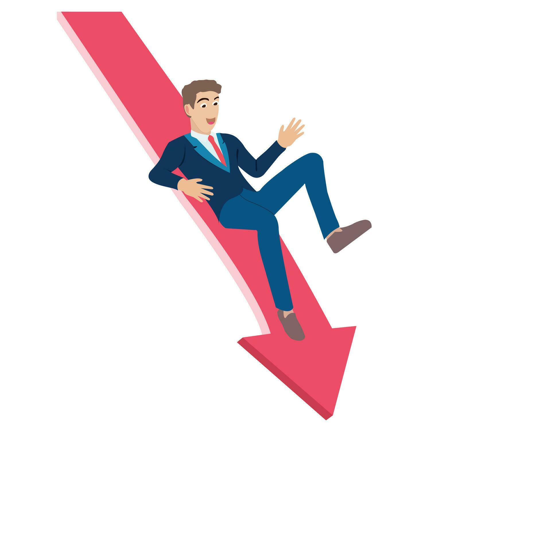 Businessman falling down arrow vector illustration. Stock Free