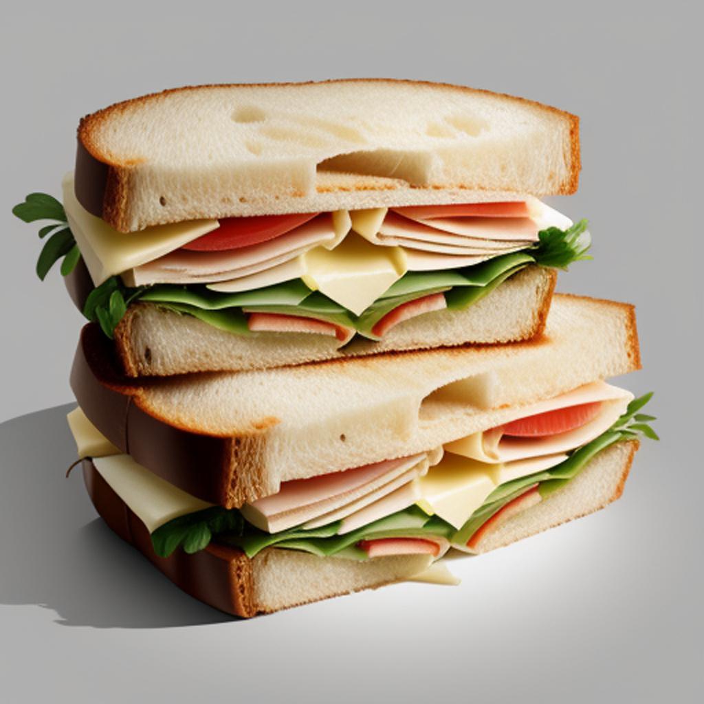 Well-filled sandwiches cut in by @ai_generated