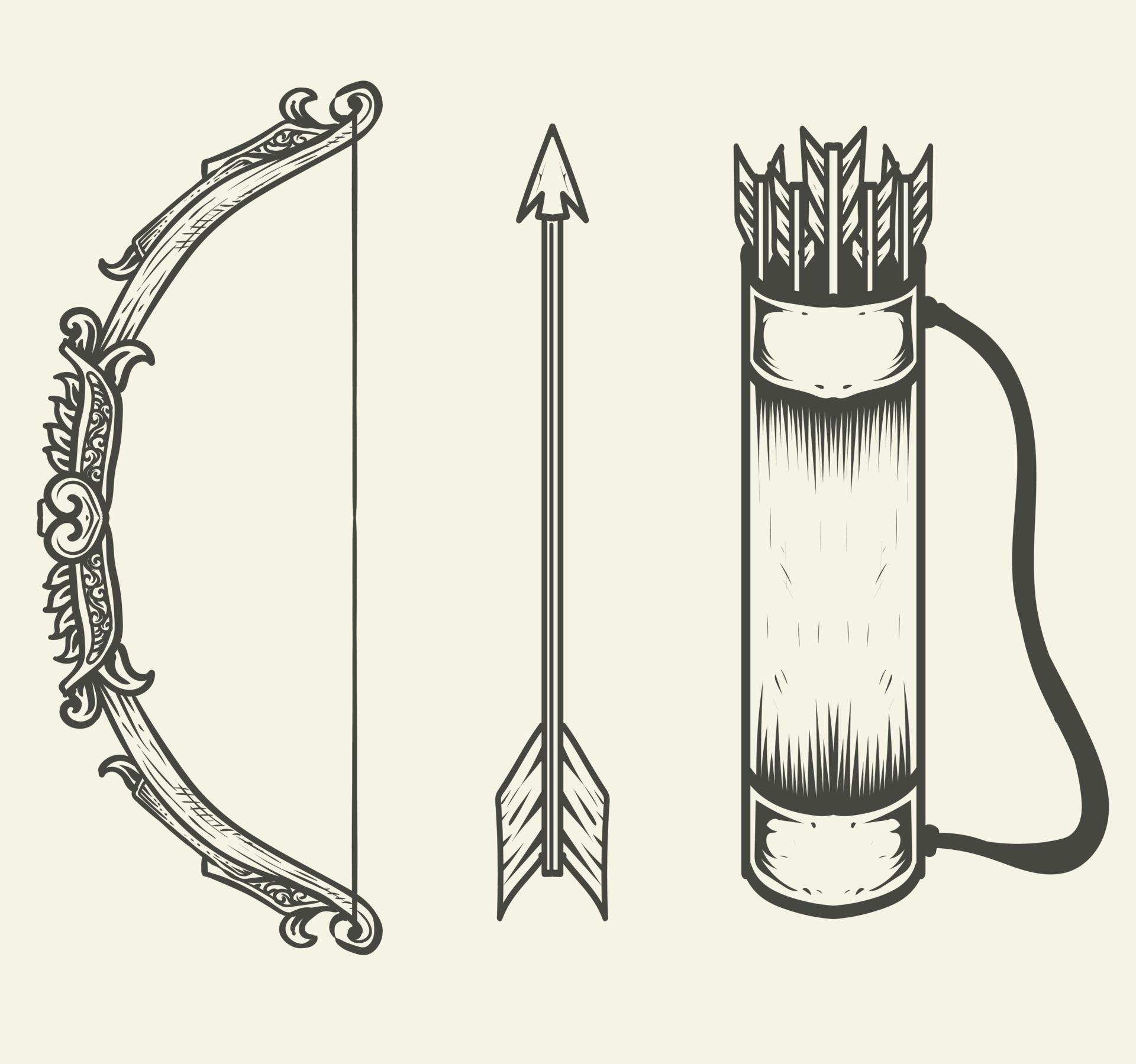 illustration vector set arrow equipment with monochrome style Stock Free