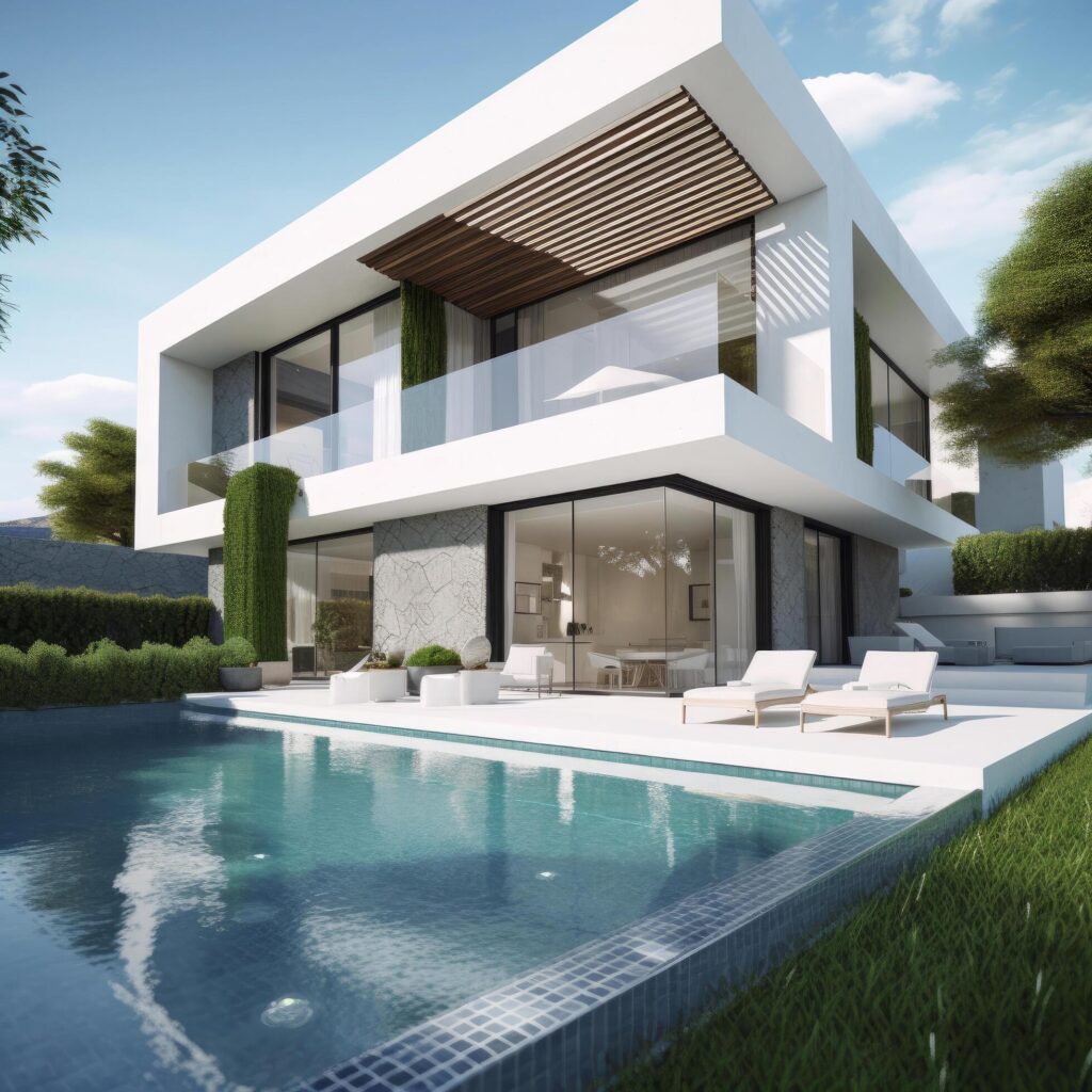 Modern villa. Real estate. Illustration Stock Free