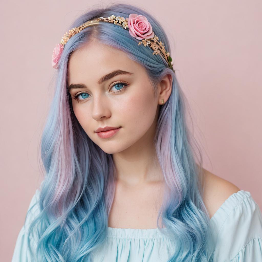 Pastel blue girl pink by @ai_generated