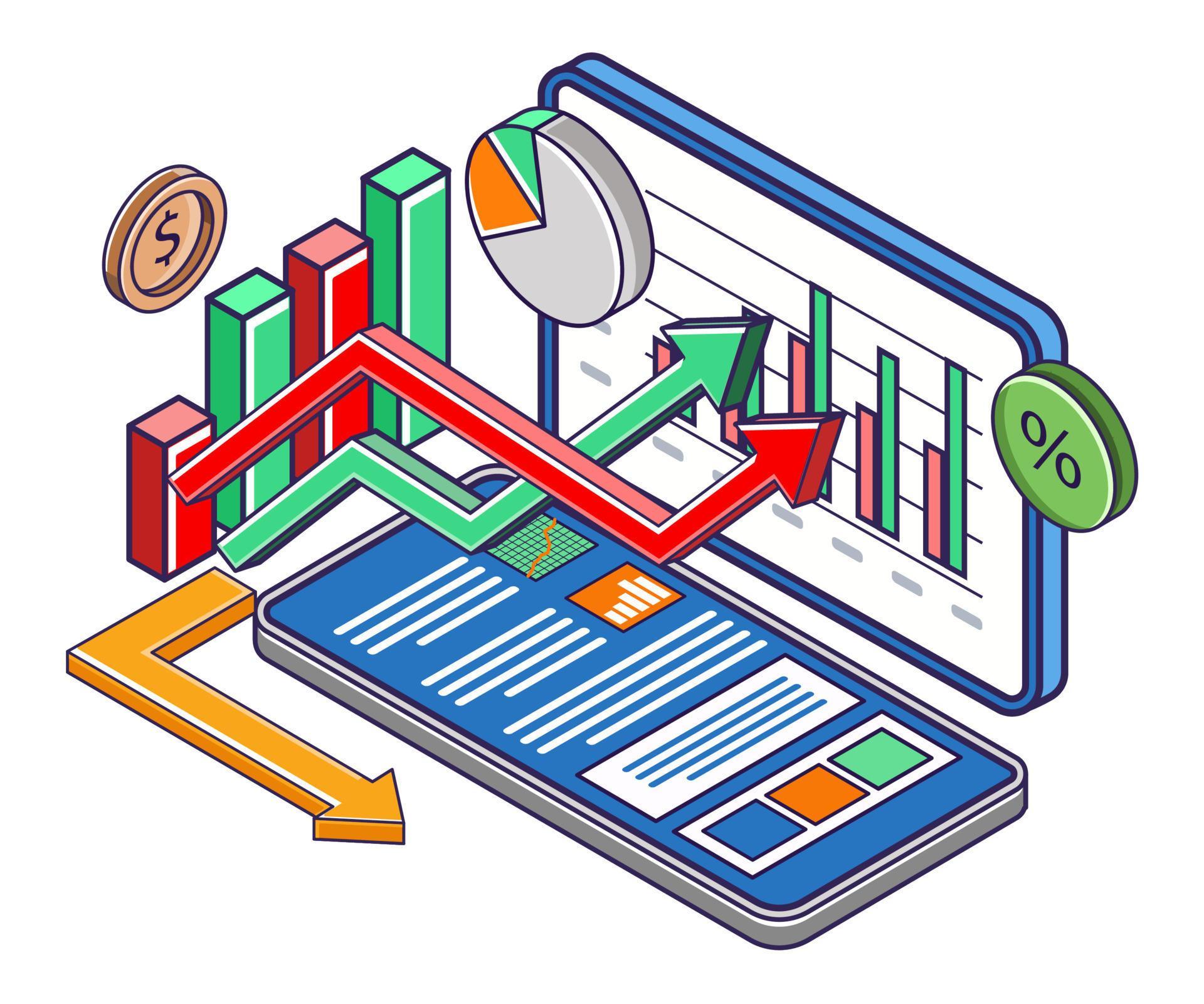 Arrows slide into smartphone analysis data Stock Free