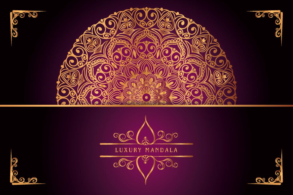 golden mandala design with gradients background Free Vector