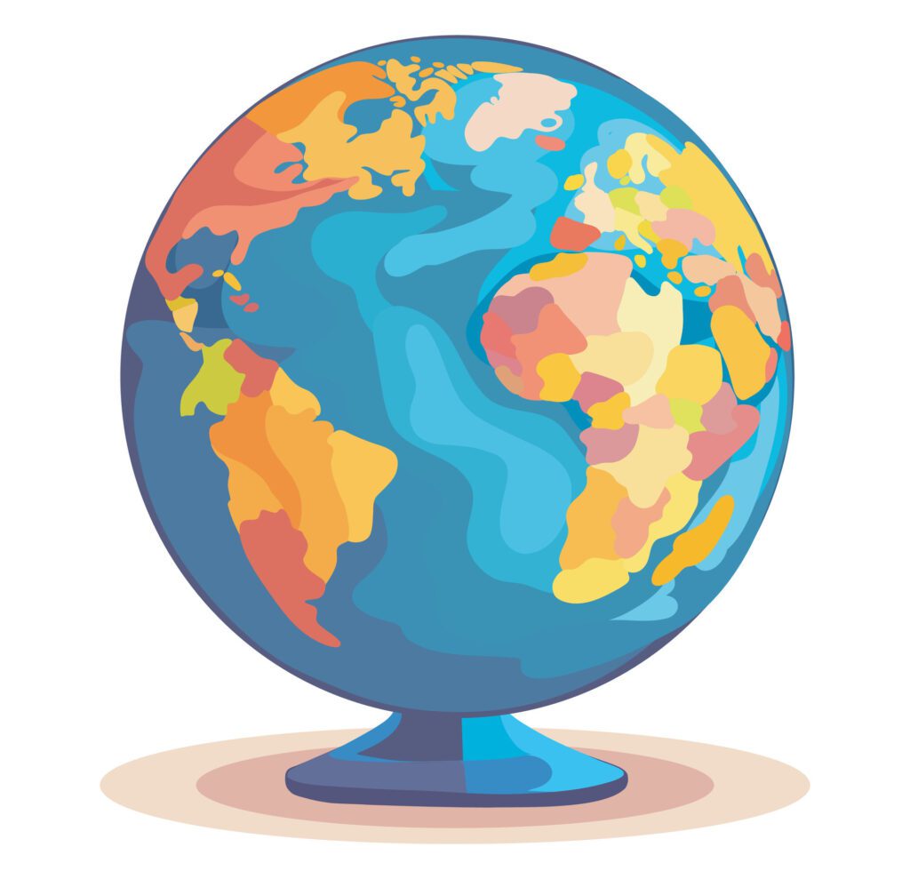 illustration of a bright globe planet earth globe on a white background. concept school geography travel Free Vector