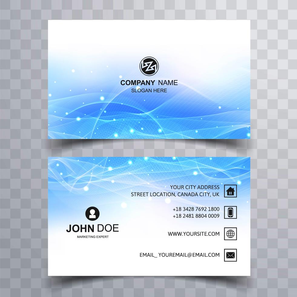 Abstract blue wavy business card design Stock Free