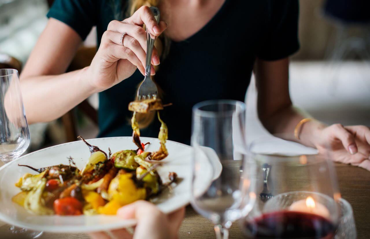 Woman Eating Dinner Stock Free