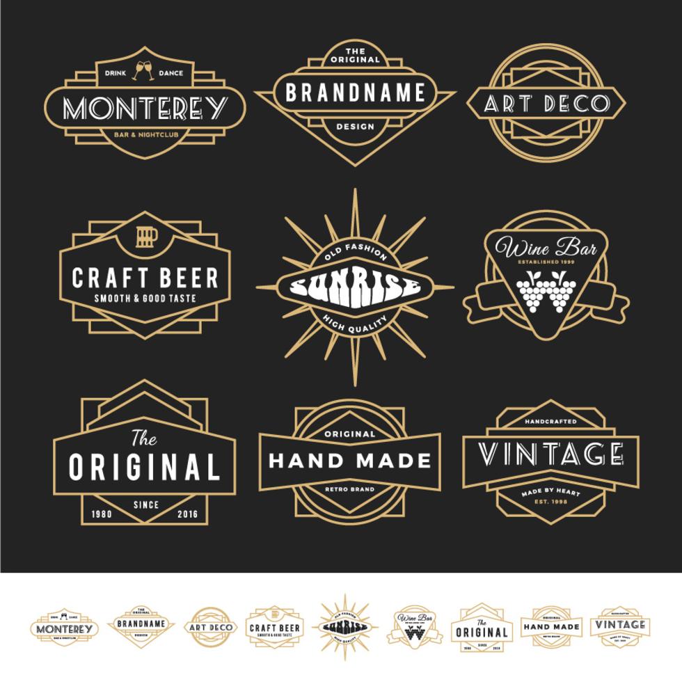 Set of retro badge logo for vintage product and business such as Stock Free