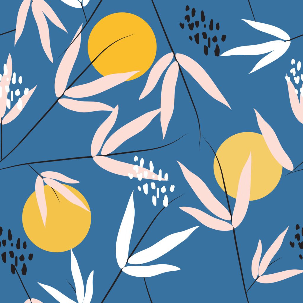 Floral and moon bold seamless pattern Free Vector