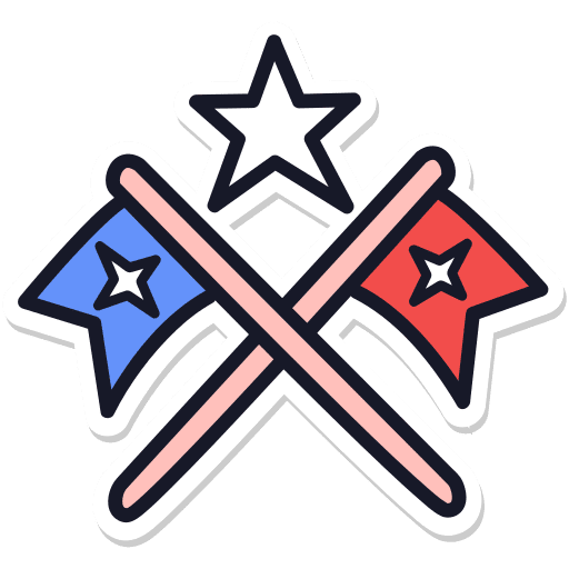 Flags, crossed, july 4 sticker