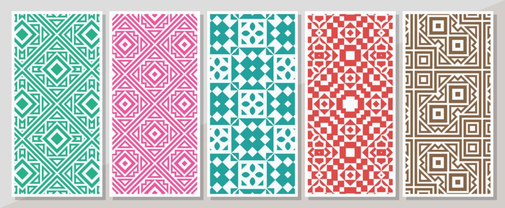 Colorful vertical banner with minimal pattern set Free Vector