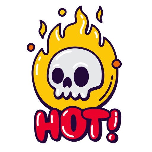 Skull, head, hot sticker