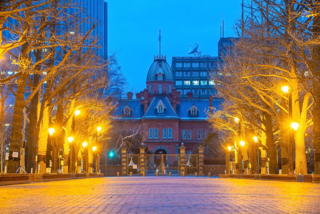 The historic Former Hokkaido Government Offices at twilight Stock Free