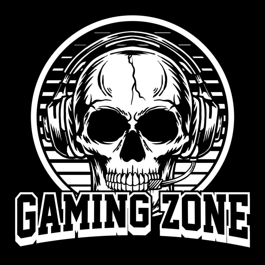 Skull Logo Gaming with Headphones vector illustration Stock Free