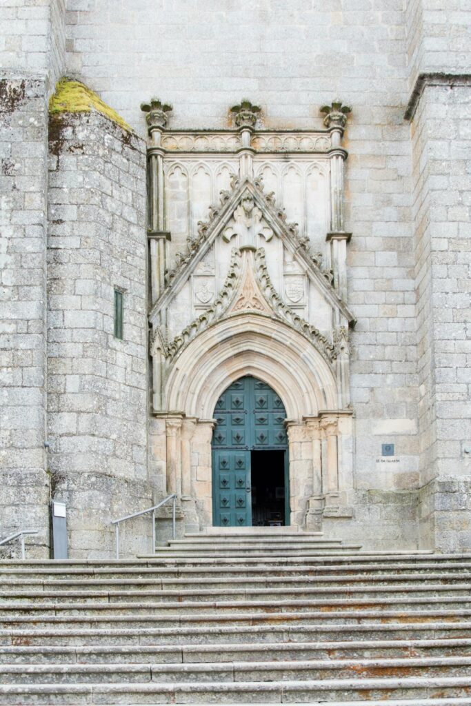 Main entrance to Guarda cathedral, in Portugal Stock Free