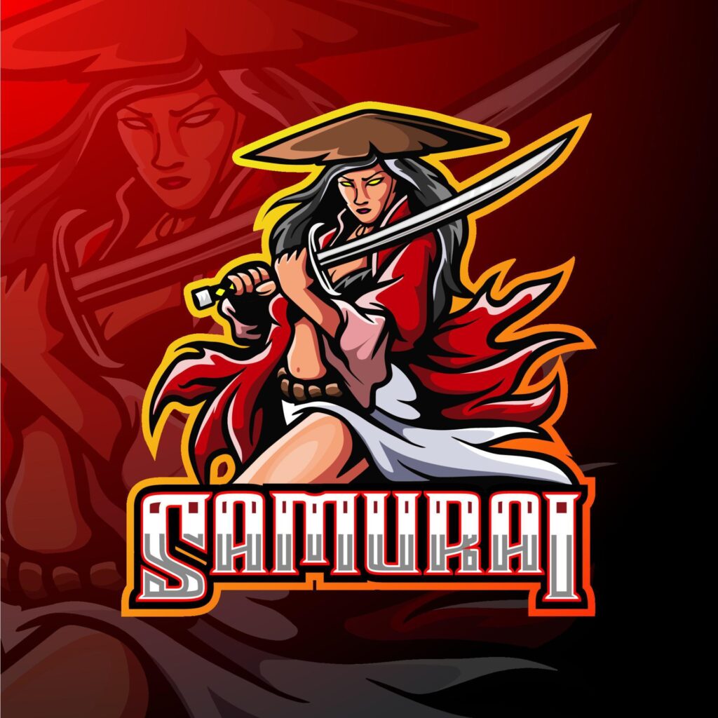 Samurai woman esport logo mascot design Stock Free and Free SVG