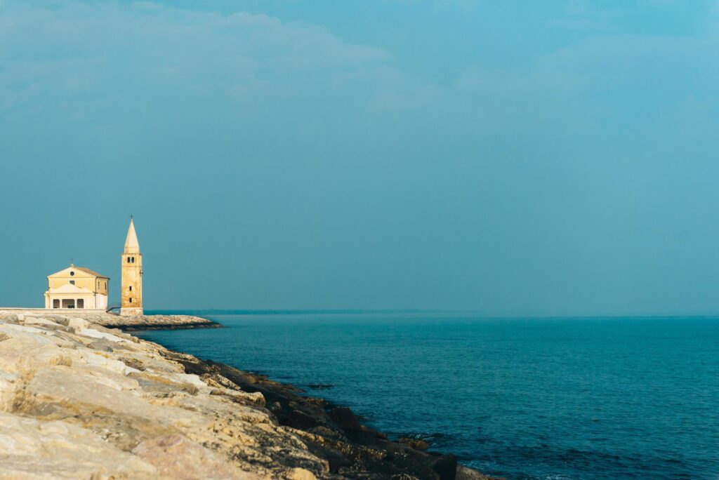 Church of Our Lady of the Angel on the beach of Caorle Italy Stock Free