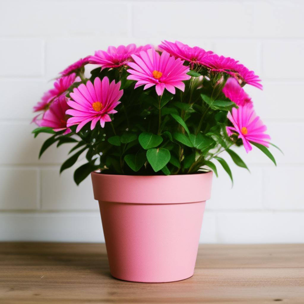 Pink flower pot by by @ai_generated