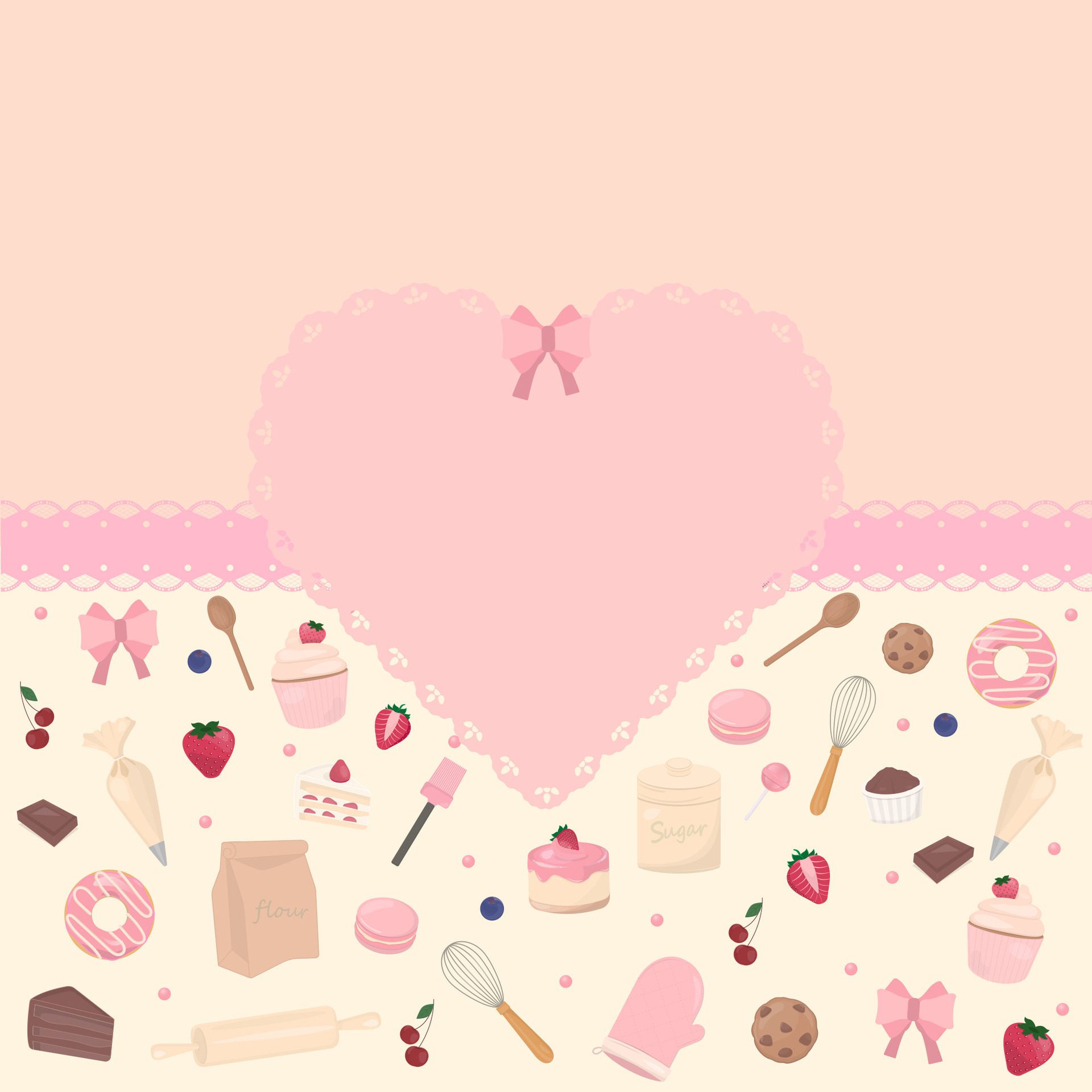 Sweet template with bakery pattern and copy space Free Vector