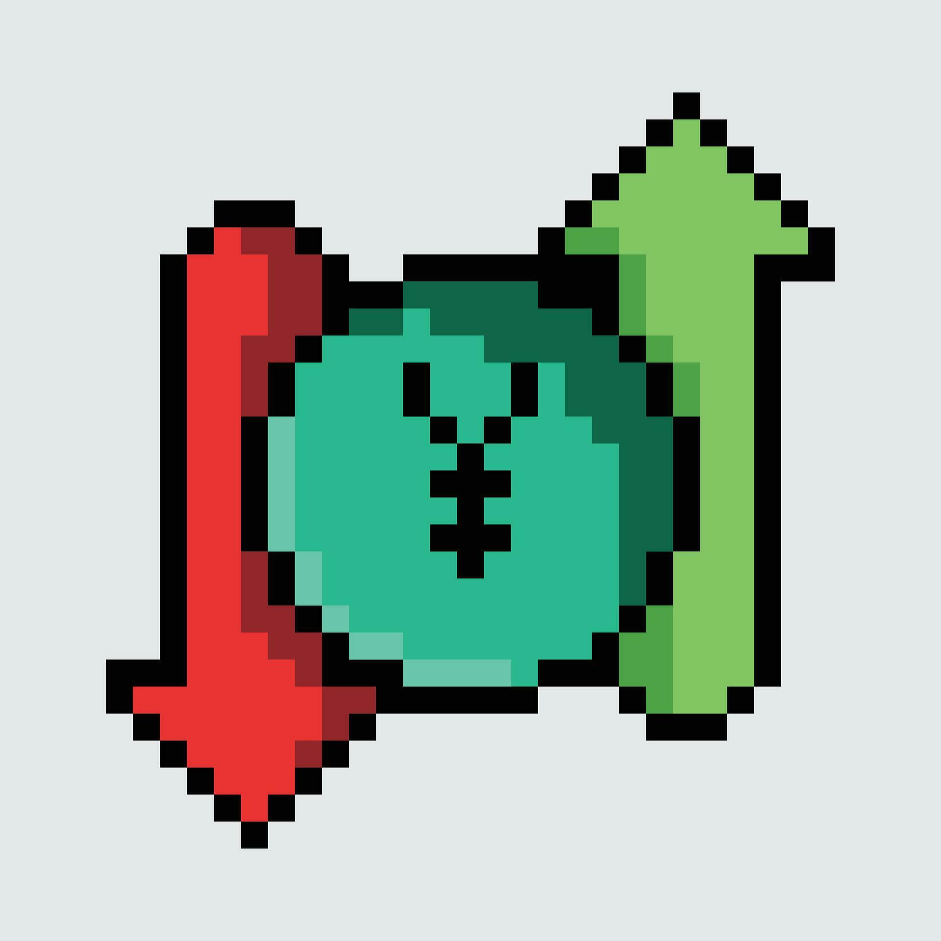 pixel art of a dollar sign and arrows Stock Free