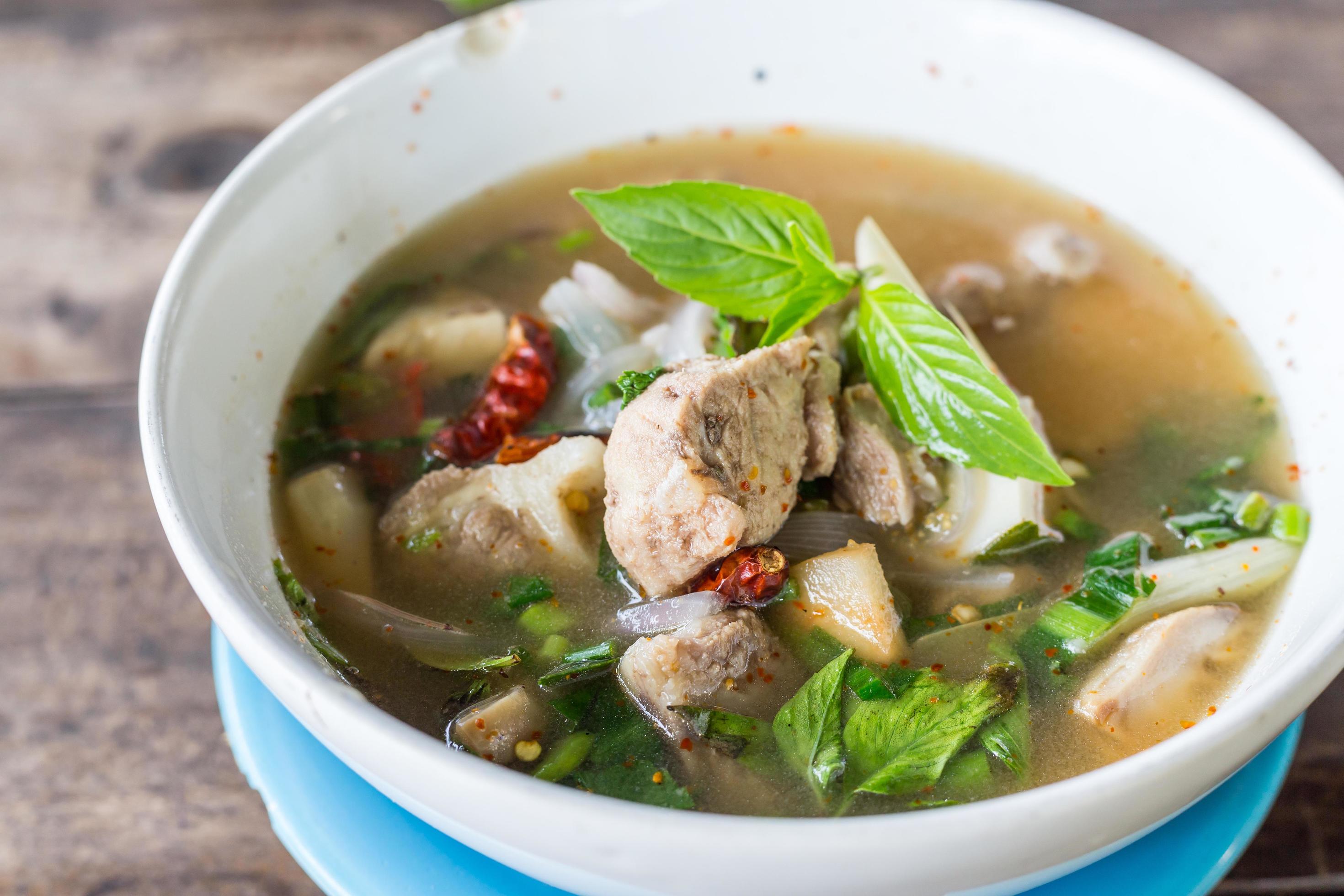 thai food and tom yum pork with mushroom Stock Free