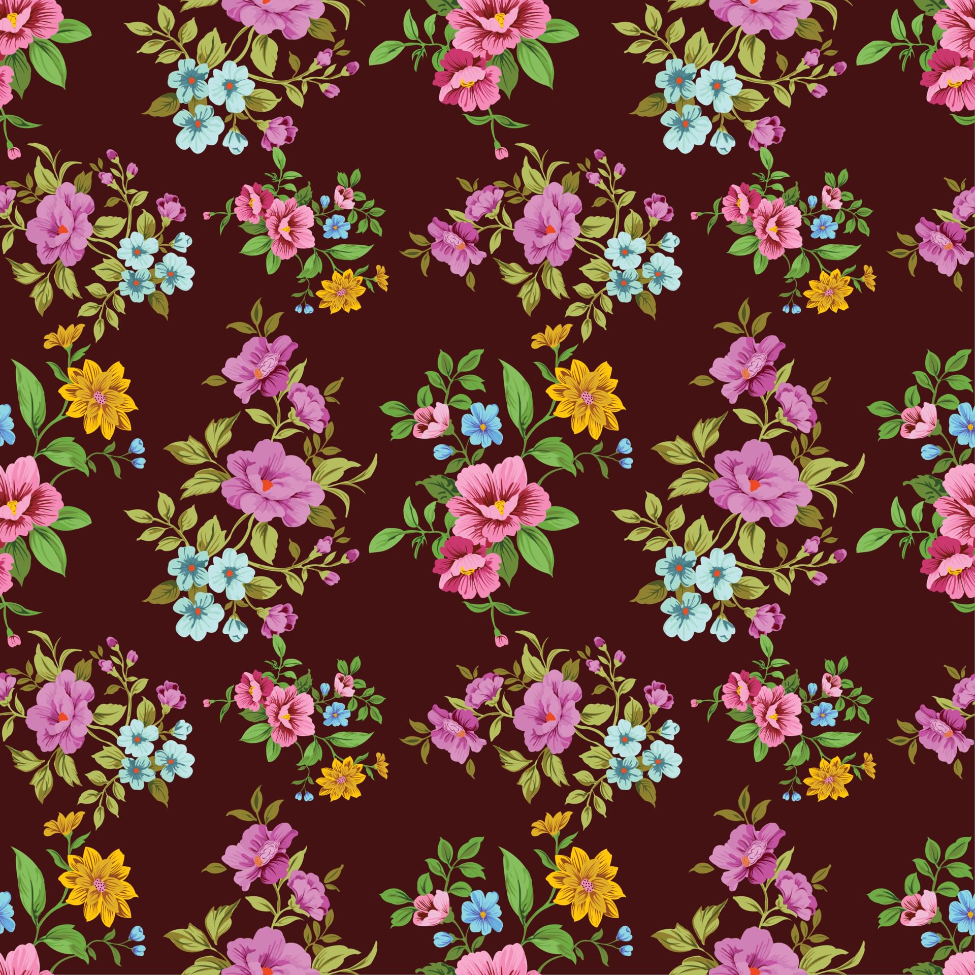 Seamless Floral Pattern cute vintage Free Vector