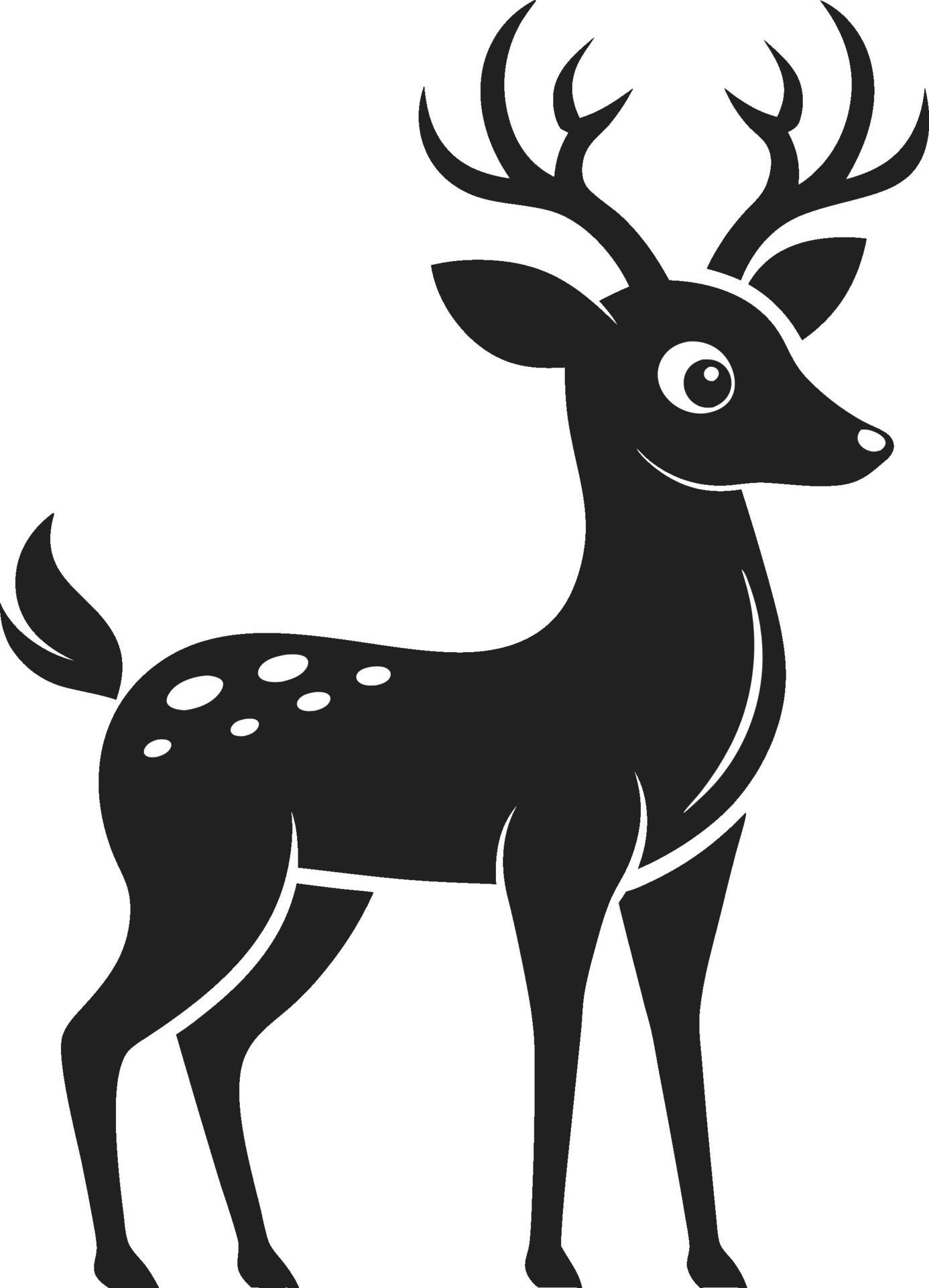 Deer stencil depicts elegant wildlife in black outline. AI-generated. Free Vector