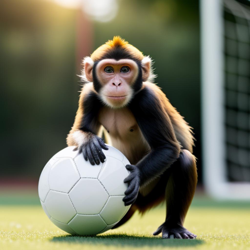 Mono jugando futbol imagen by @ai_generated