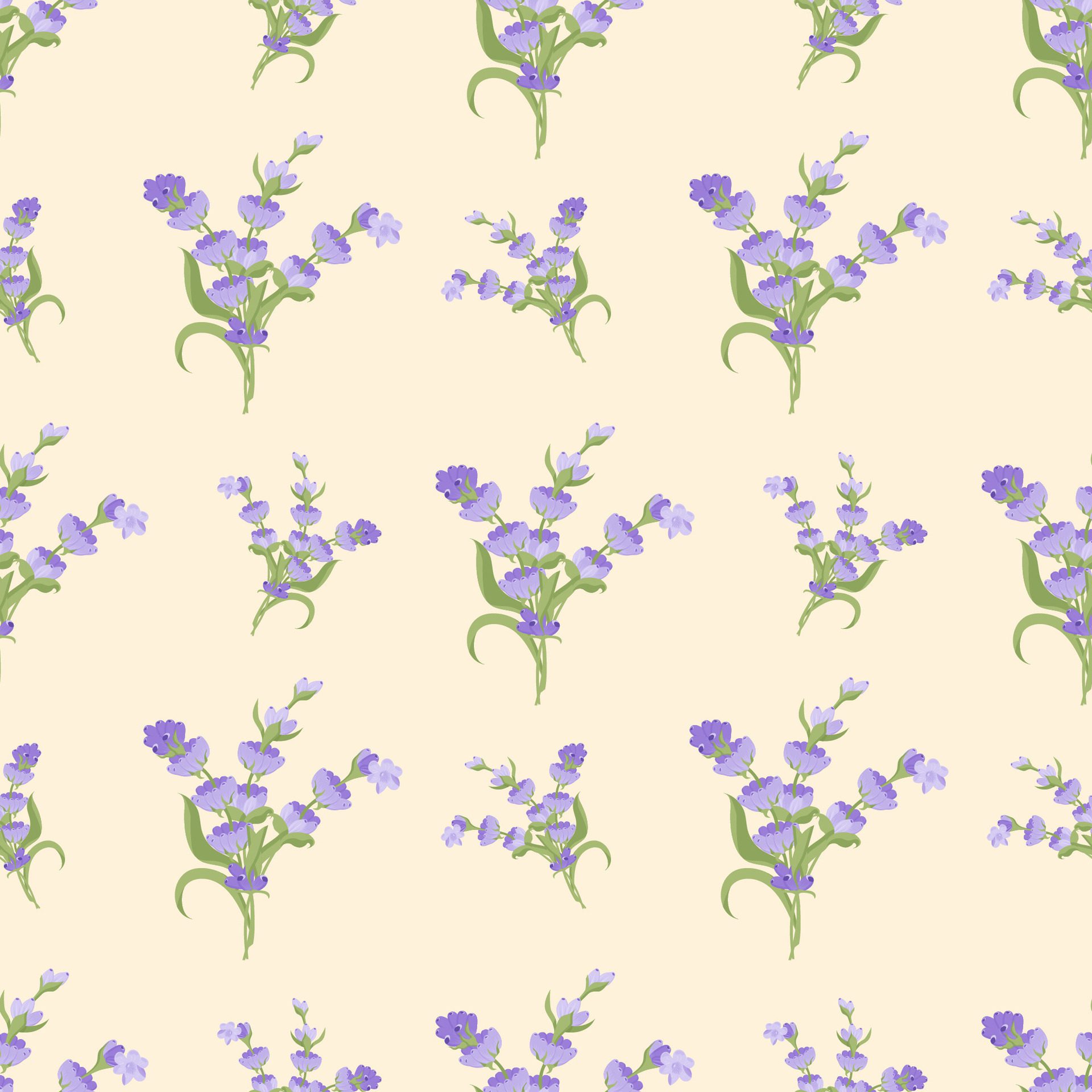 A sprig of lavender. Purple flower. Seamless pattern. illustration. Free Vector