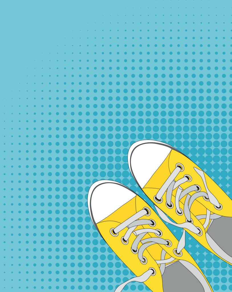 Pair of shoes on color background in Pop Art Style Vector Illustration Free Vector