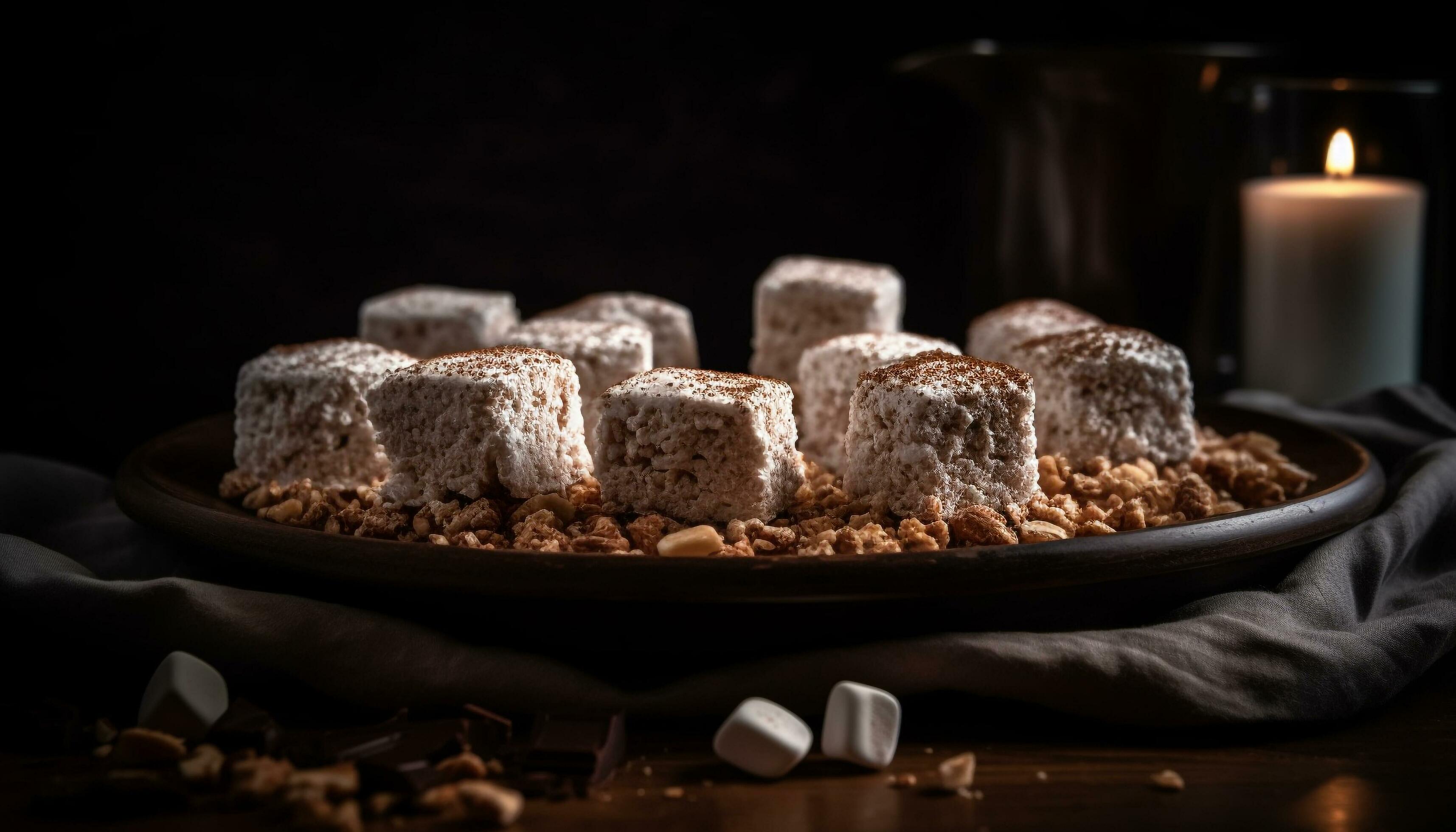 Sweet food indulgence on rustic wooden table generated by AI Stock Free