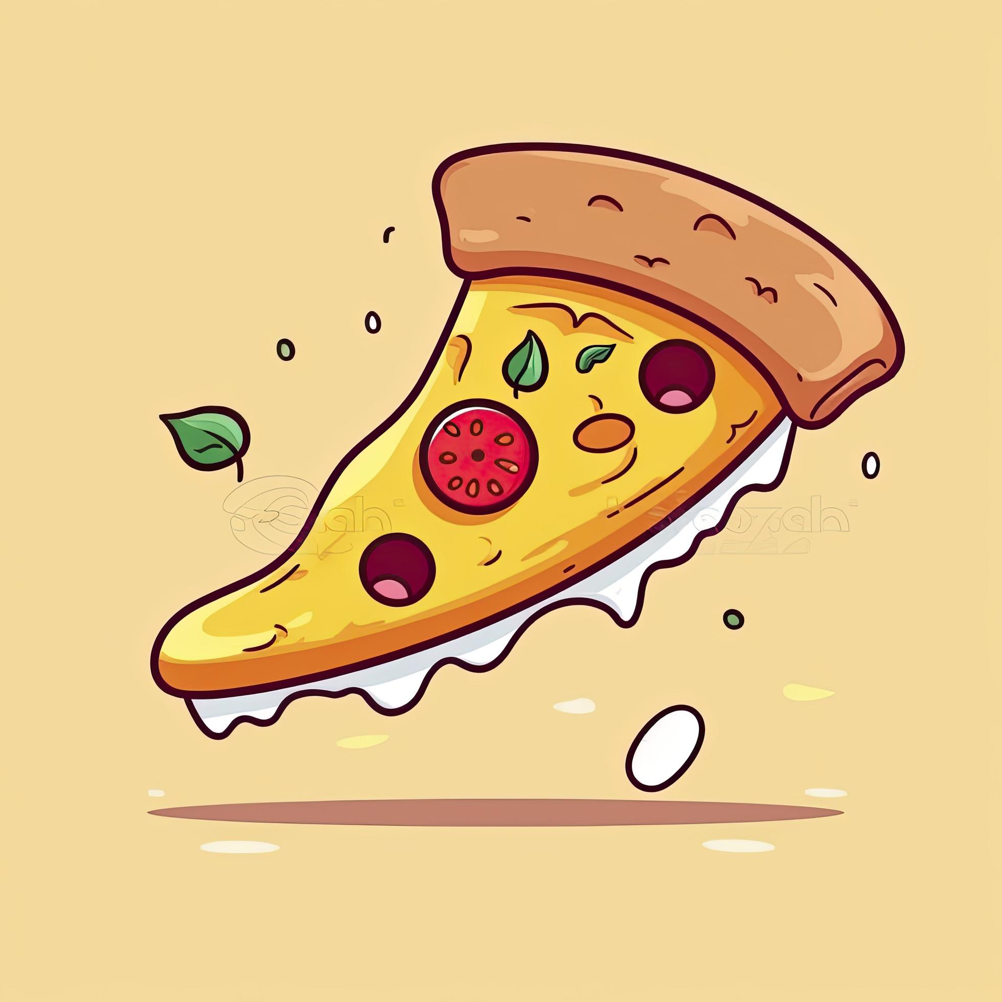 flying slice of pizza cartoon vector illustration. fast food concept isolated vector. flat cartoon style, generat ai Stock Free