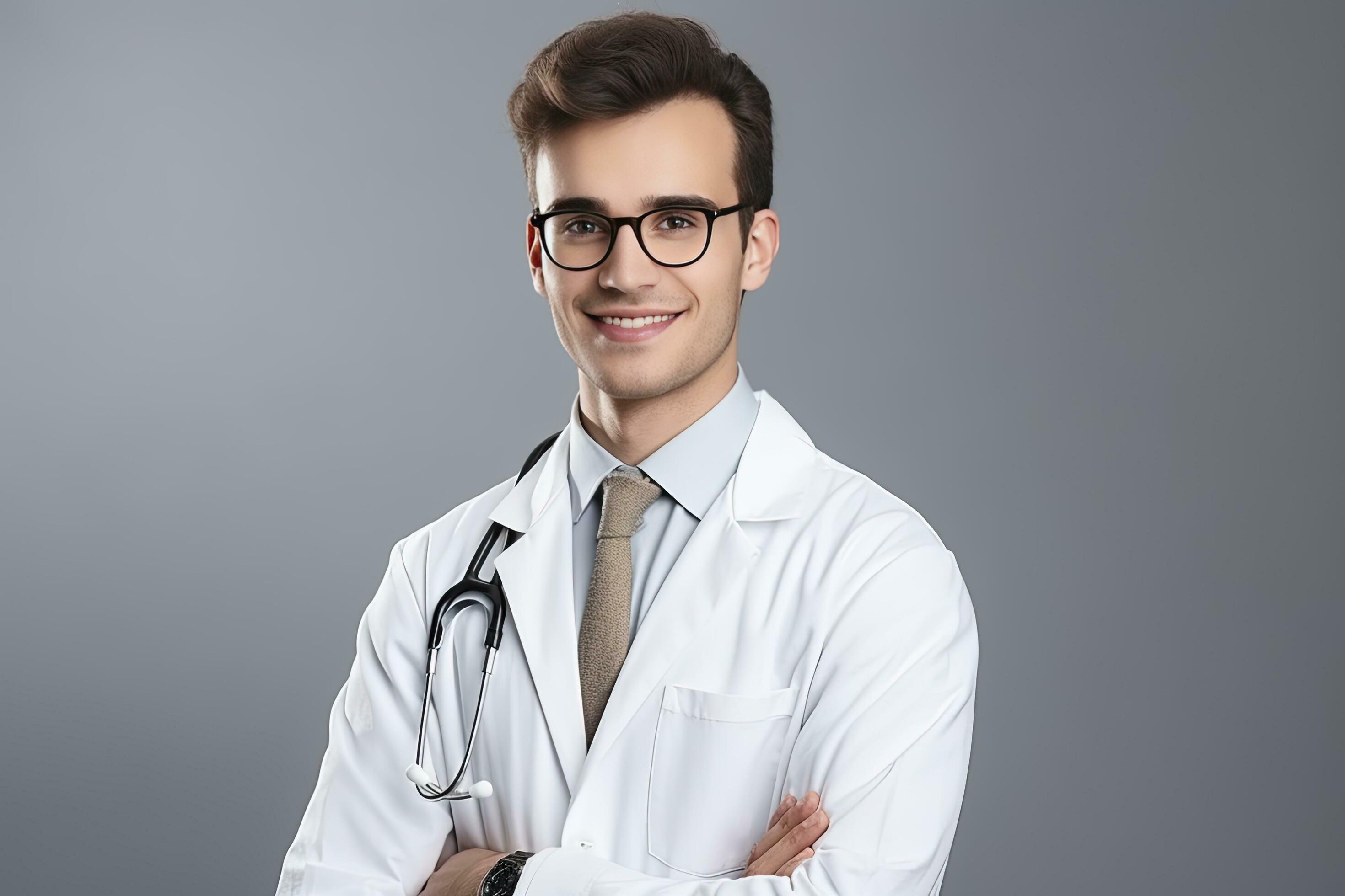 AI generated Young handsome doctor with stethoscope Stock Free