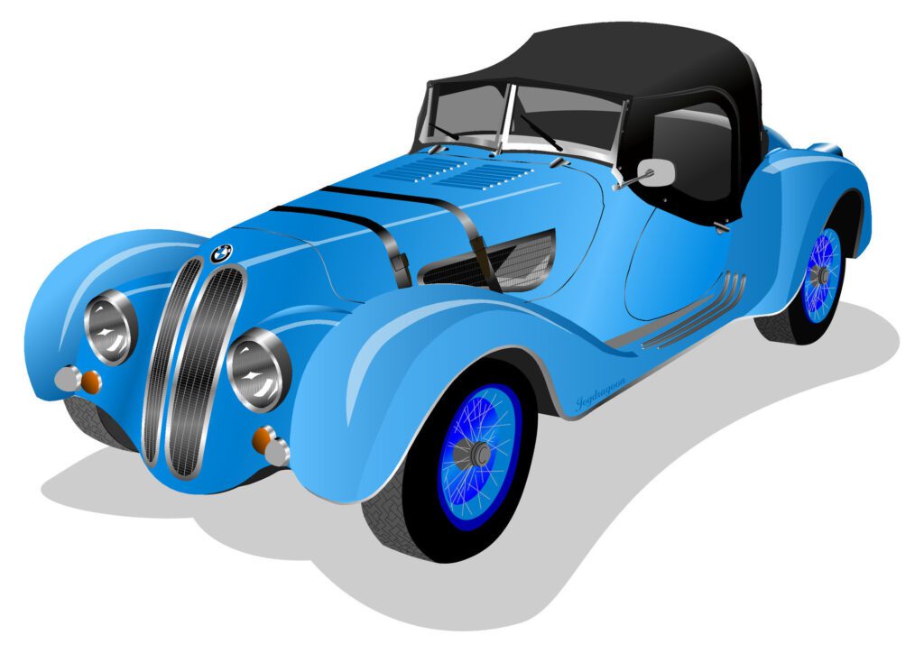 Old blue car for background Free Vector