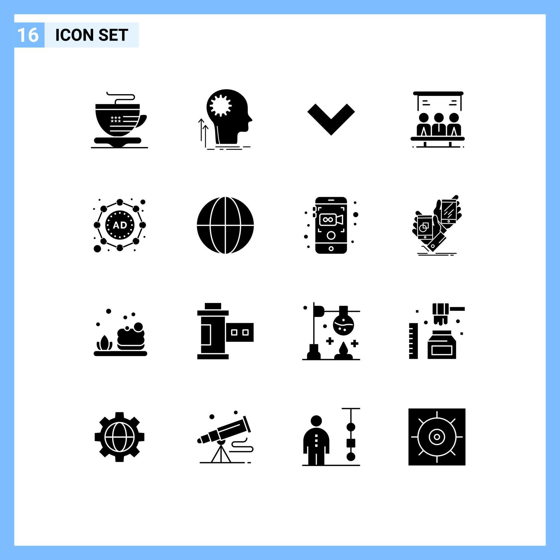 16 Creative Icons Modern Signs and Symbols of strategy ad arrow user search Editable Vector Design Elements Stock Free