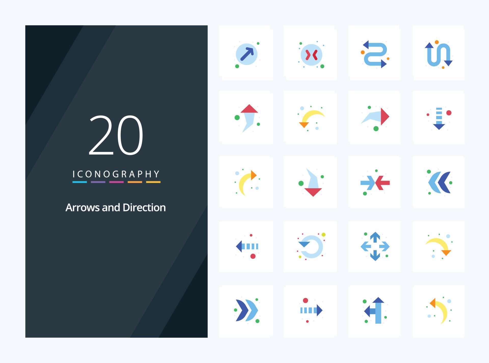 20 Arrow Flat Color icon for presentation Stock Free