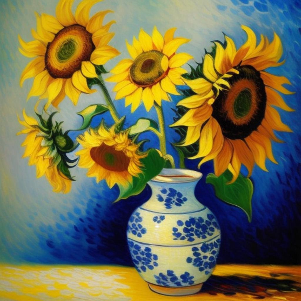 Simple painting of sunflowers by @ai_generated