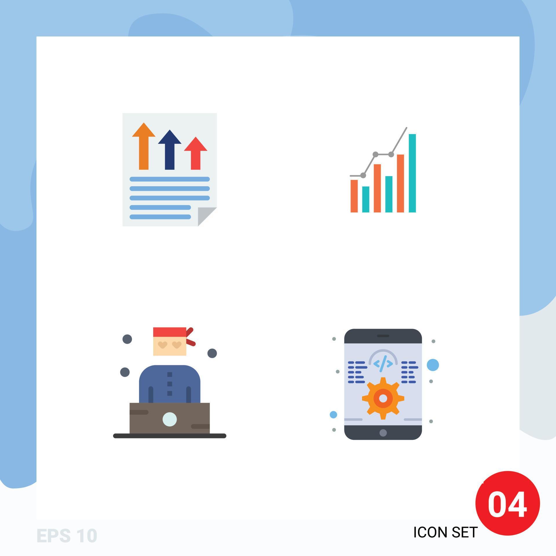 Modern Set of 4 Flat Icons Pictograph of arrows marketing page analytics trends Editable Vector Design Elements Stock Free