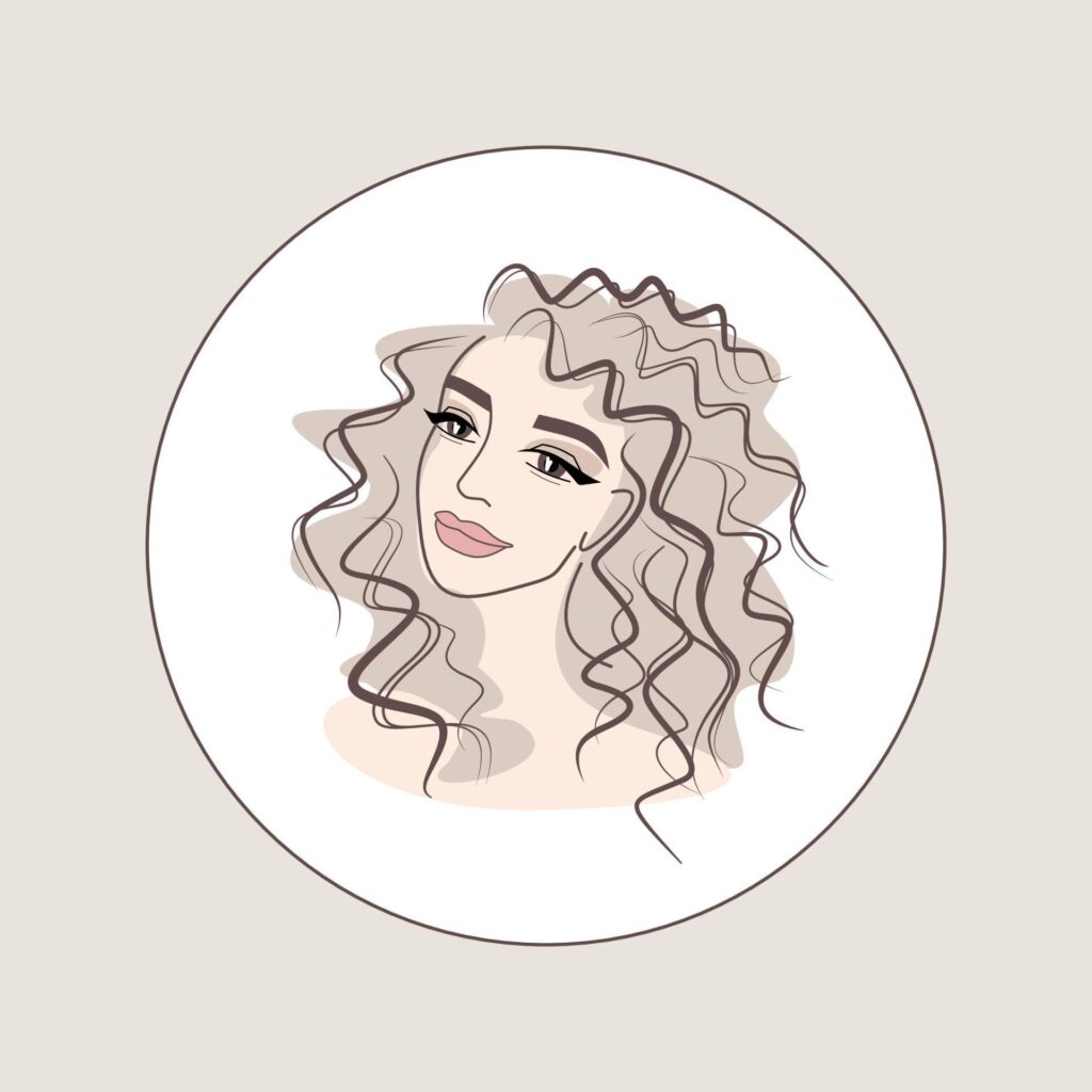 girl face logo round. beauty salon icon. beautiful woman face – vector illustration. hair and makeup Stock Free