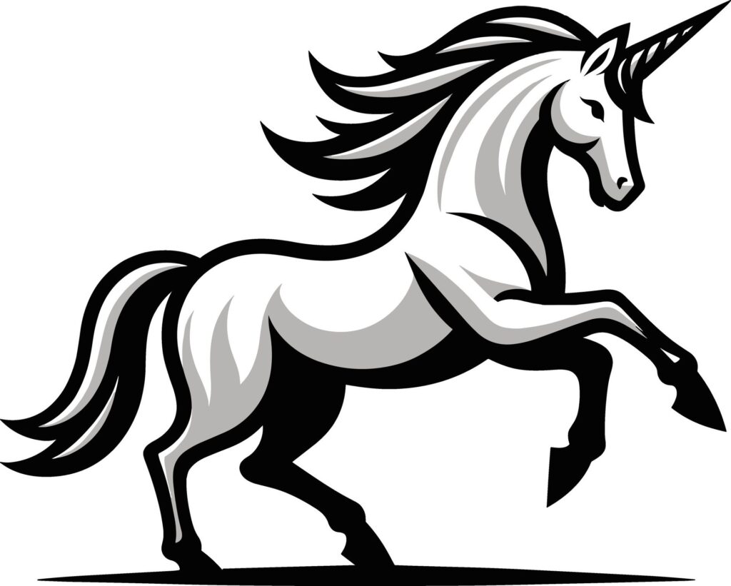 Unicorn silhouette illustration. Ai Generative Free vector Free Vector